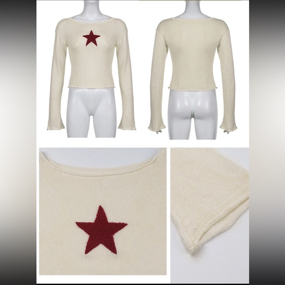 white see through top with star on chest area. Cute & the knitting is top notch - Picture 3 of 3